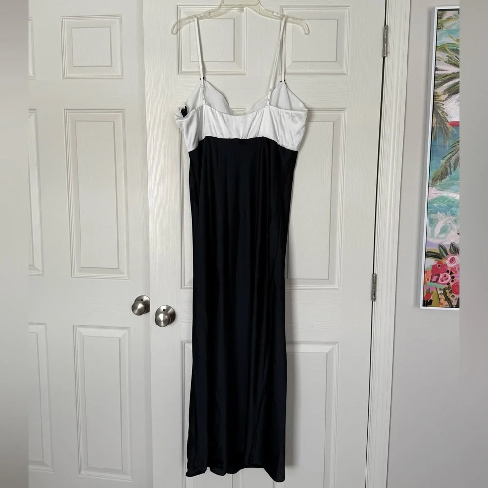 Abercrombie & Fitch Julia Slip Contrast Bodice Maxi Dress Black and White